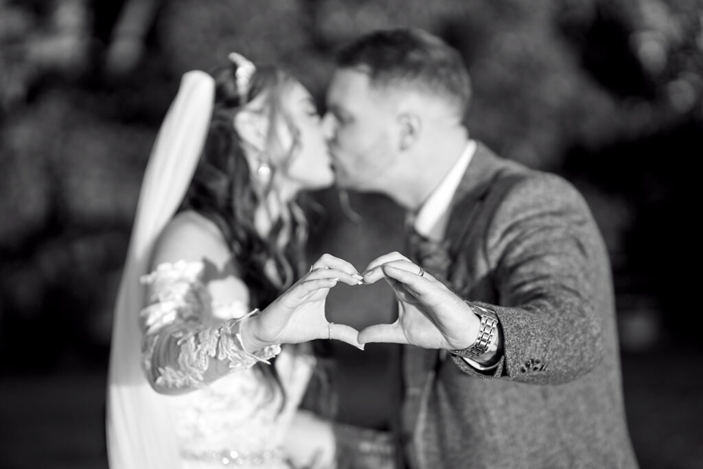 Bride and Groom first kiss after vow caramony with happy emational